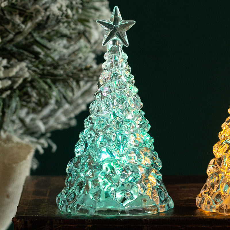 Small Transparent Night Light Desktop Decoration Christmas Decoration Mini LED Light Artificial Christmas Tree