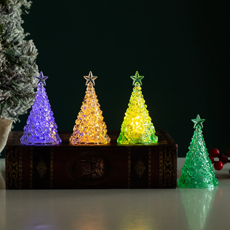 Small Transparent Night Light Desktop Decoration Christmas Decoration Mini LED Light Artificial Christmas Tree