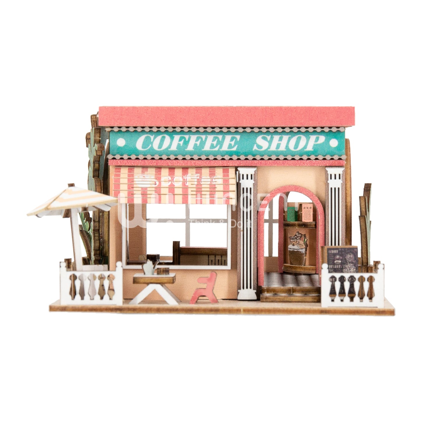 Wincent快运木制咖啡店迷你拼图木制微型礼物3D拼图模型适合青少年和成人