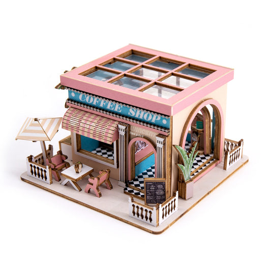 Wincent fast shipping wooden coffee shop mini puzzle wood miniature gifts 3d puzzle model for teenagers and adults