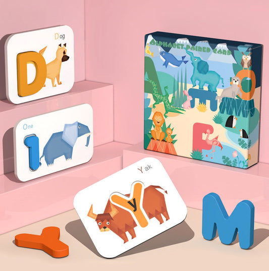 New arrival Numeric Alphabet Matching Card Children's Two-sided Stereoscopic English Cognitive Puzzle Building Blocks Early