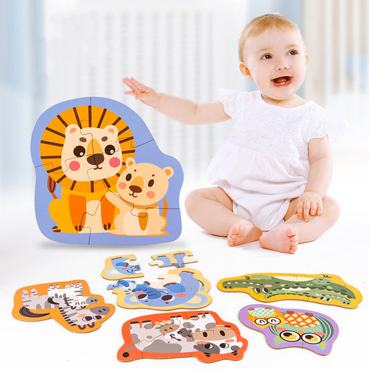 Hot Selling Kids big pieces puzzle games 6 in one box educational baby toy pussel jigsaw