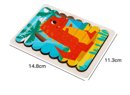 Factory Price Two-sided Wooden Puzzles Ice Cream Stick Jigsaw Games For Kids Pussel  Educational Children Toys