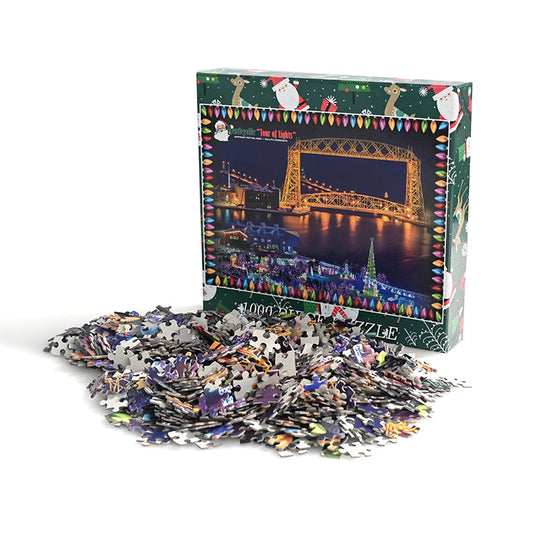 Custom Puzzle Christmas Design Festival Gift 1000 Piece Puzzle Lid Box Packaging For Adult