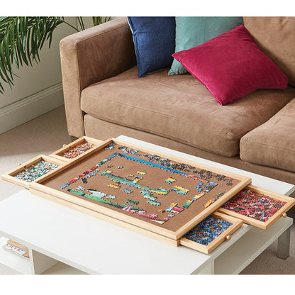 Hot portable Jigsaw Puzzle board Table Fiberboard Work Surface custom logo puzzle board with drawers