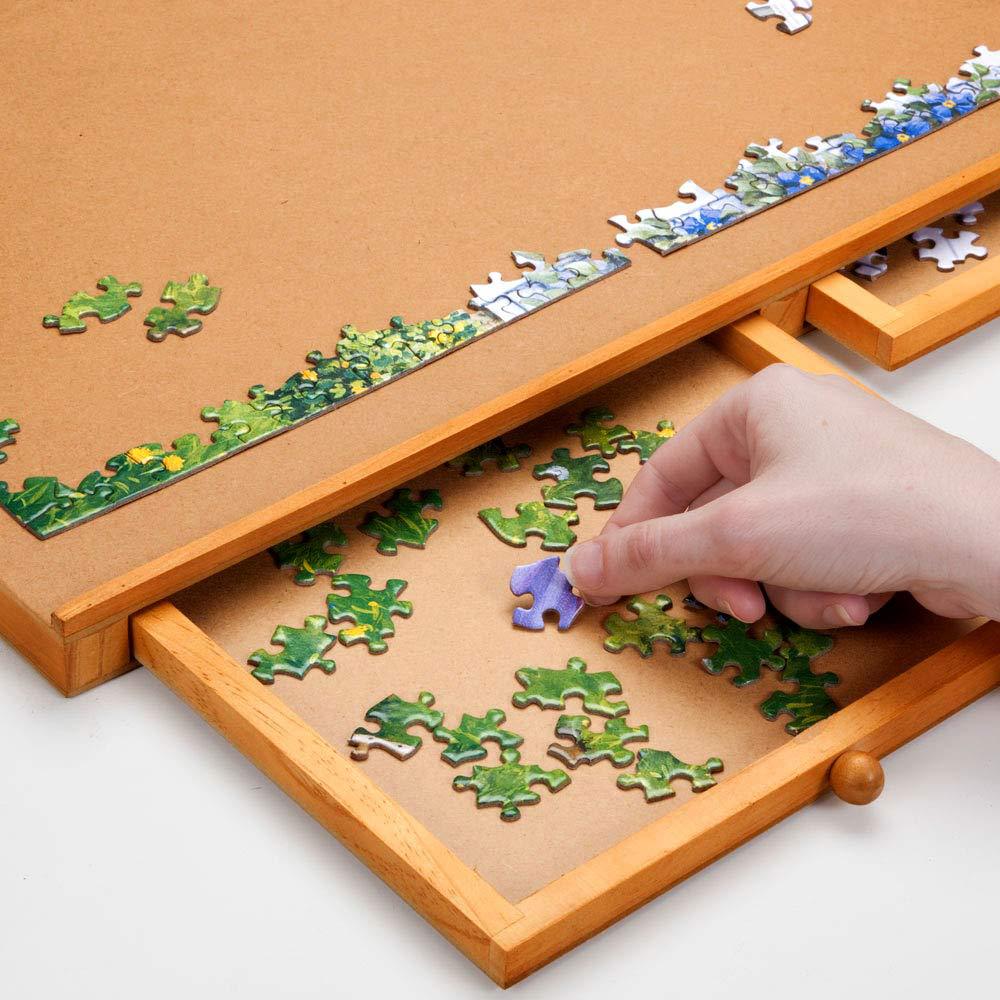 Hot portable Jigsaw Puzzle board Table Fiberboard Work Surface custom logo puzzle board with drawers