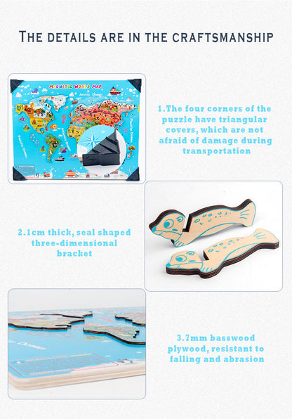 Hot Sale Factory Direct two-sided animal world map for kids preschool educational learning jigsaw pussel games toy