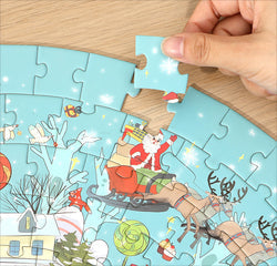 精心设计的圆形彩色童话拼图拼图盒儿童益智玩具礼物