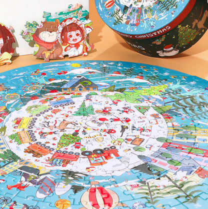 Well Designed Round Colorful Fairy Tale Puzzle Jigsaw Pussel Box For Kids Educational Puzzle Toy Gifts