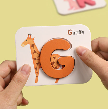 新品到货数字字母配对卡儿童双面立体英语认知拼图积木早