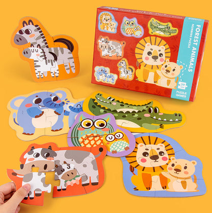 Hot Selling Kids big pieces puzzle games 6 in one box educational baby toy pussel jigsaw