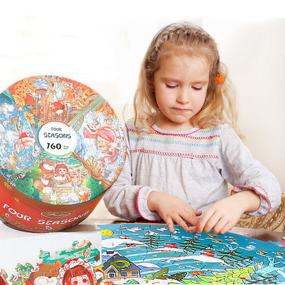 Well Designed Round Colorful Fairy Tale Puzzle Jigsaw Pussel Box For Kids Educational Puzzle Toy Gifts