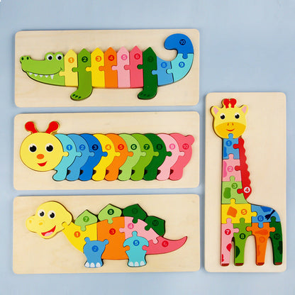 Factory Price Animals Wooden Puzzles For Kids Pussel Jigsaw Educational Children Toys