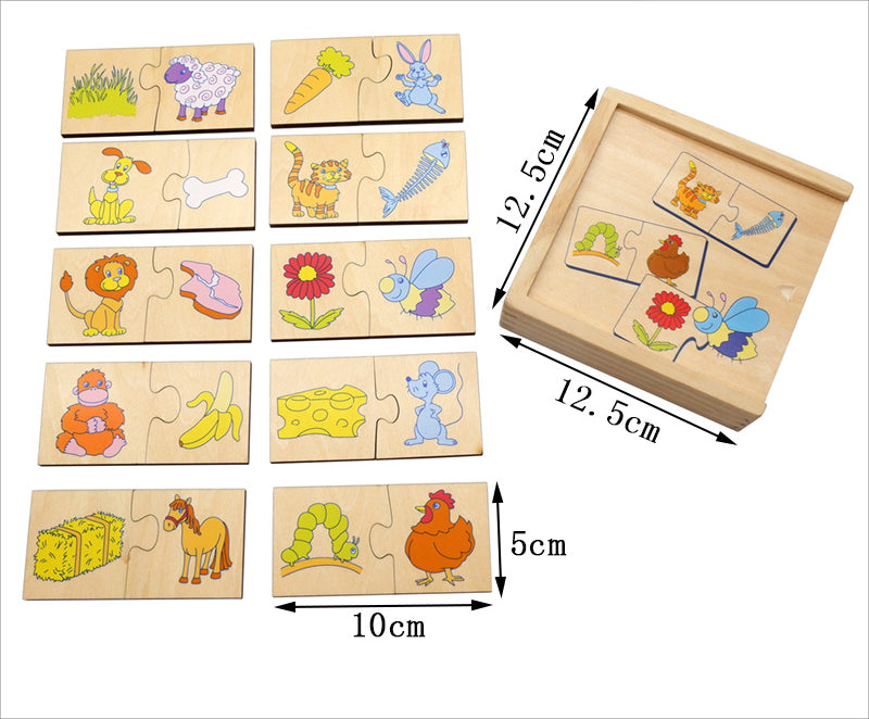 Good Quality Factory sale montessori puzzle Early Education Wooden Enlightenment jigsaw Animal Search for Food matching Box for