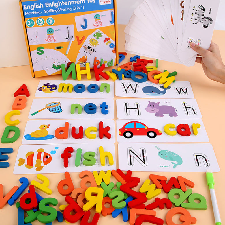 Factory Price Wholesale English Letter wooden Puzzle Toys for kids Words Learning training games creative educational pussel jig