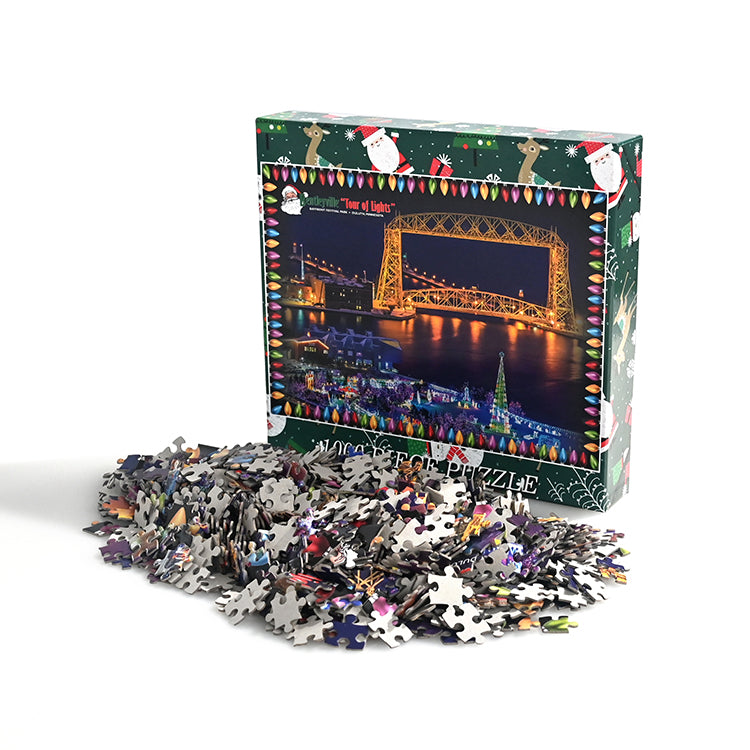 定制拼图圣诞设计节日礼物 1000 片成人拼图盖盒包装